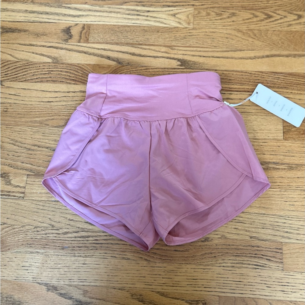 Love Tree Rose Pink Neon Woven Solid Inner Brief Back Pocket Shorts Small.
